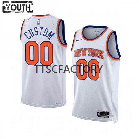 Kinder NBA New York Knicks Trikot Benutzerdefinierte Nike 2022-23 Association Edition Weiß Swingman